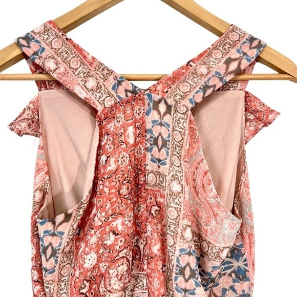 BCBGeneration Womens A Line Dress Pink Mini Patchwork Ruffle Sleeveless XS - Picture 4 of 7